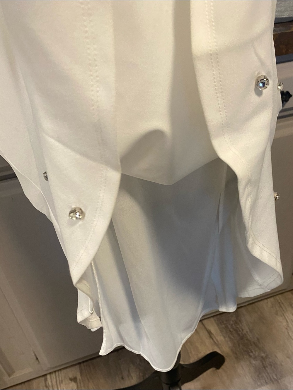 NWT Crystal Doll White Mini Dress with Puff Sleeves and Rhinestones Accents - Picture 9 of 11
